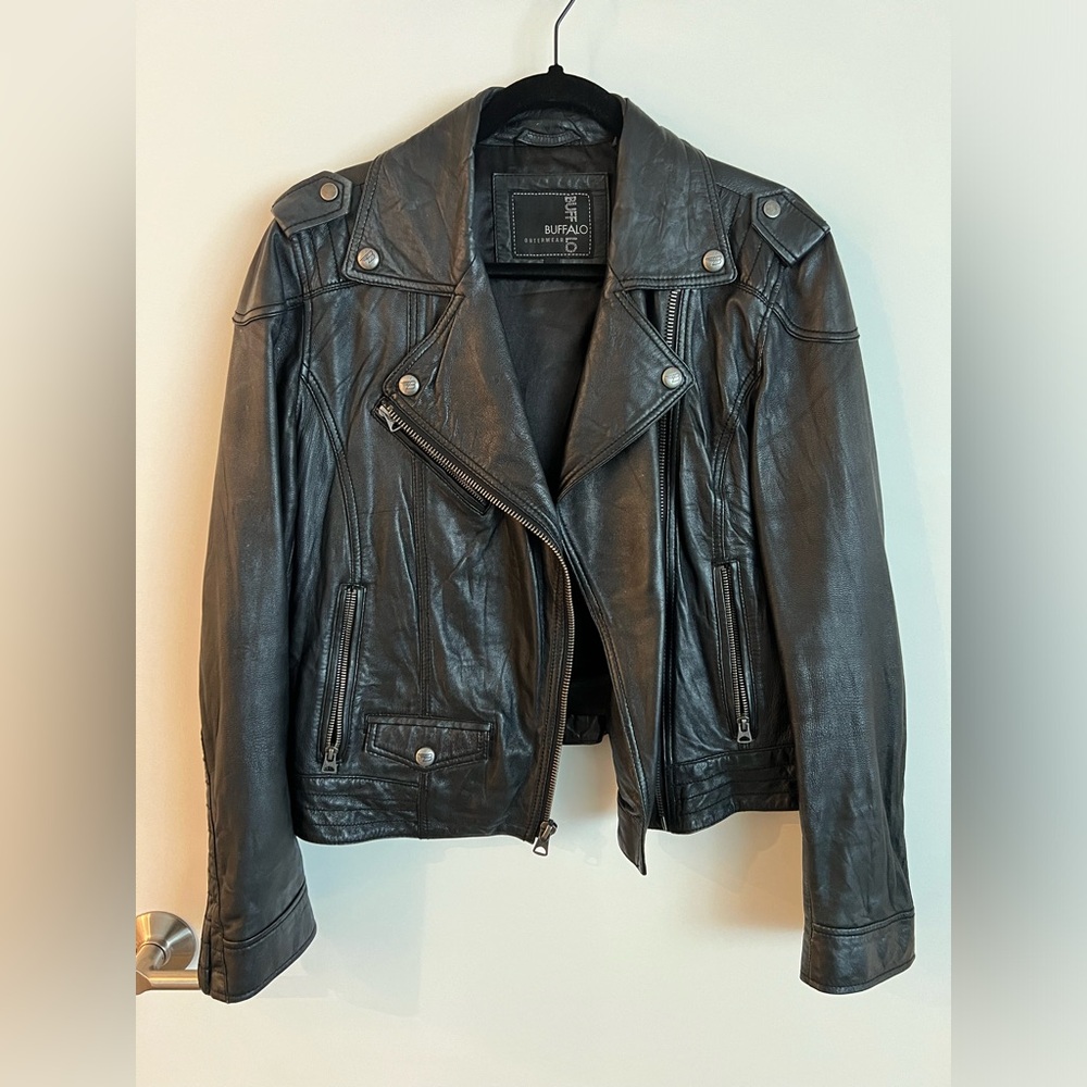 Buffalo David Bitton Genuine Leather Jacket Black size L